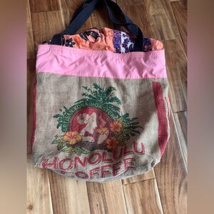 Honolulu Coffee Pink and Tan Tote Bag